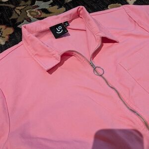 Lazy Oaf Pink Zip-Up Jumpsuit Size 14